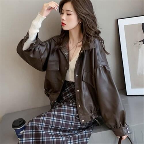 Autumn Winter Leather Jacket Women Oversize PU Leather coat Loose Casual Streetwear Female Coat 2020 HOT abrigo mujer