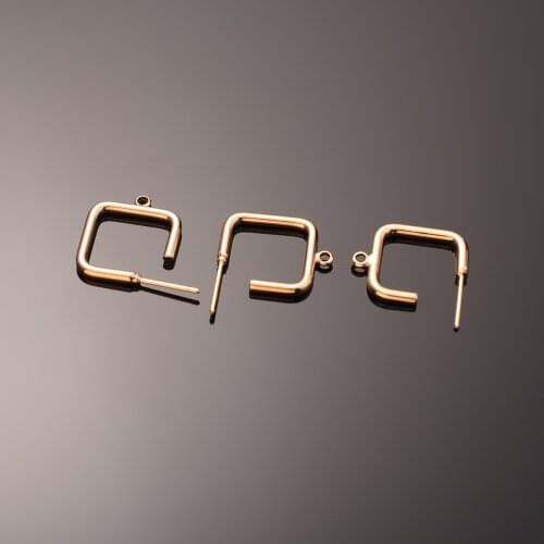 6PC/Pack 18K Real Gold Plated Square Stud Earrings Pendant for Jewelry Making Supplies Diy Earhoop Womens Accessories Wholesale