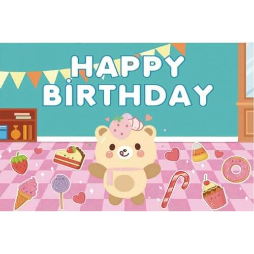 Cute Cat Happy Birthday Animals Backdrop Holiday Photography Background Celebration Photo Booth Studio Decor