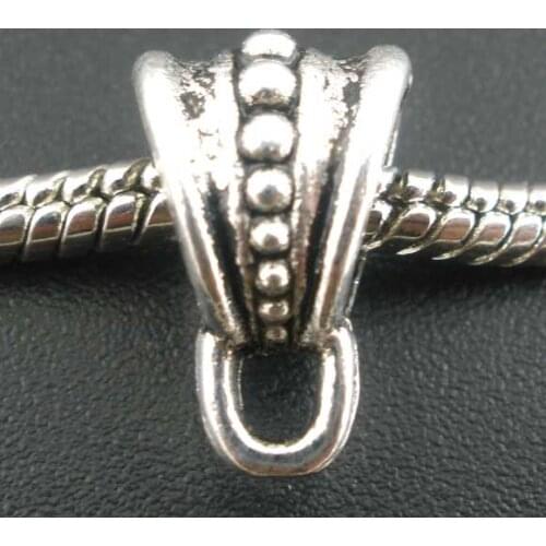 Lovely 50PCs Silver Color Bail Beads Fit European Charm 15x9mm (B02848)