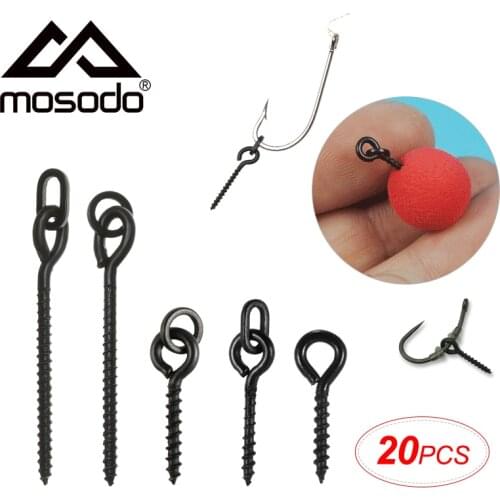 Mosodo 20Pcs Boilie Screw Peg with Ring Swivel D-Rig Chod Rig Terminal Tackle Bait Holder Screw Carp Fishing Accessories