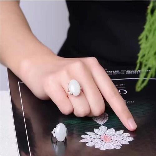 Natual Jade ring Free shipping Natural real Jape 925 sterling silver 4*6mm Fine jewelry