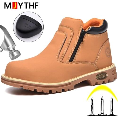 Water Proof Work Boots Safety Shoes Indestructible Leather Boots Steel Toe Shoes Puncture-Proof Boots Industrial Shoes Durable