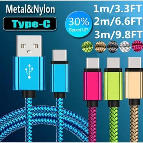 Nylon USB Type C Cable For Samsung S10 S9 S8 For xiaomi mi6 mi5 Fast Charging Type-C Cable for Huawei P20 Pro USB-C Wire Data