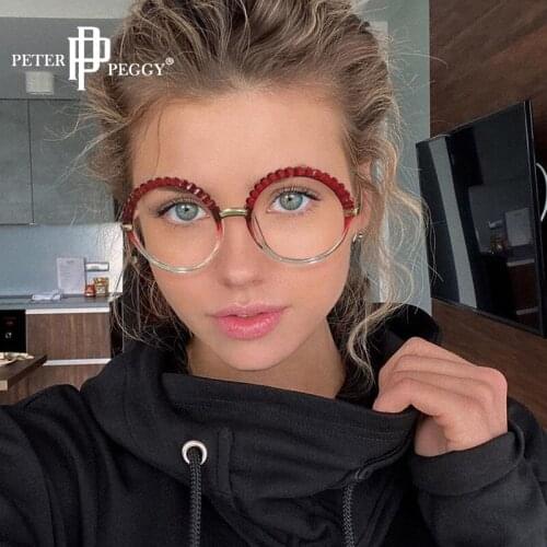 Anti Blue Light Glasses Women TR90 Round Computer Eyeglasses Bi-color Eyebrow Optical Frames Goggle Ladies Fashion Eyewear