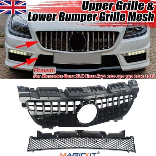 MagicKit GT Main Upper Grille W/ Lower Grill For Mercedes 2012-16 R172 SLK SLK200 SLK300