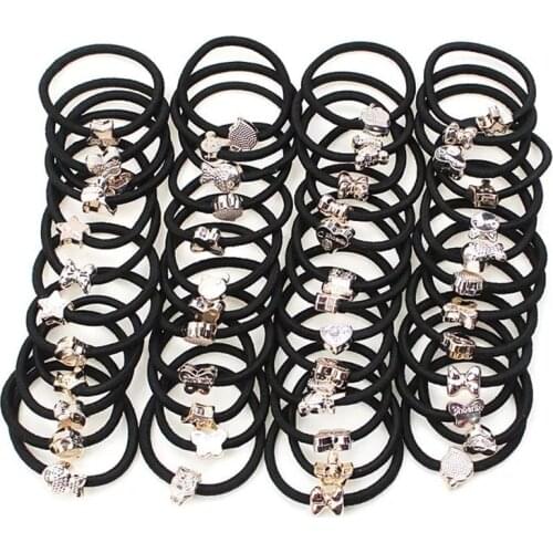 20Pcs Simple Black Headband Flower Heart Bow Hair Accessories for Women Girl Elastic Hair Bands Ponytail Holder Rubber Band Gum