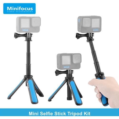 Extendable Selfie Stick Tripod for Gopro 2 in 1 Mini Extension Pole for Gopro Hero 8 7 6 5 DJI Osmo Action Camera for Vlog Shoot