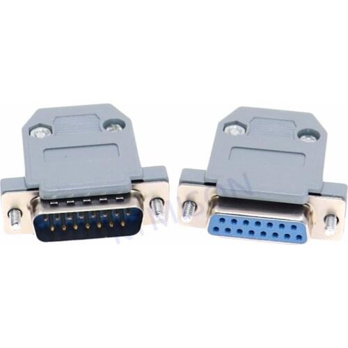 10sets DB15 connector 2 Rows hole/pin female Male plug port socket adapter D Sub DP15 with shell Cove