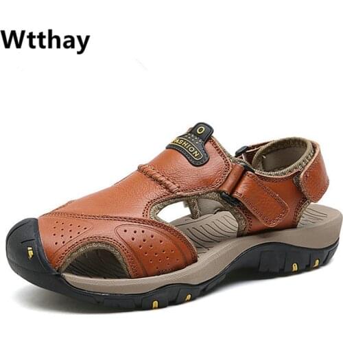 Mens Sandals Genuine Leather Summer 2021 Brand New Beach Men Wading Water Sandals Breathable Slippers Men Casual Shoes