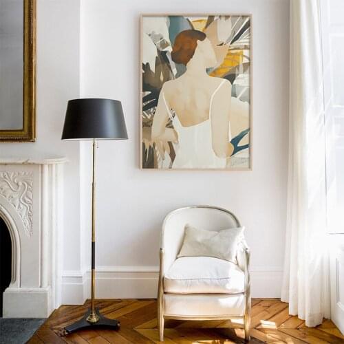 Nordic Abstract Fashion Girl Canvas Painting Oil Painting Mountain Poster and Pints Modern Wall Art Pictures for Ding room Home