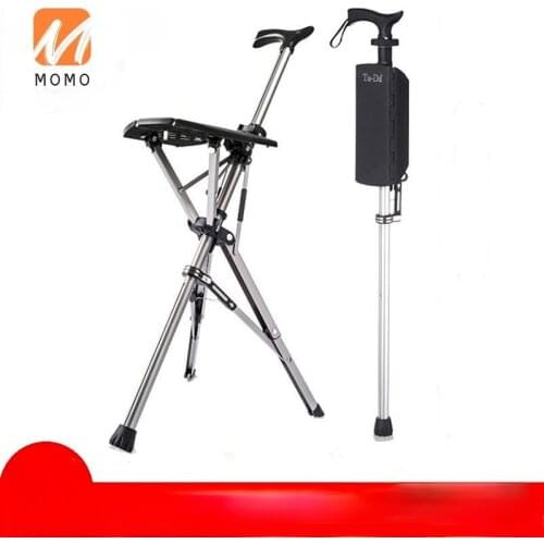 Folding Crutch Chair Elderly Hand Stool Light and Portable Delta Chair Can Sit Non-Slip Walking Stick
