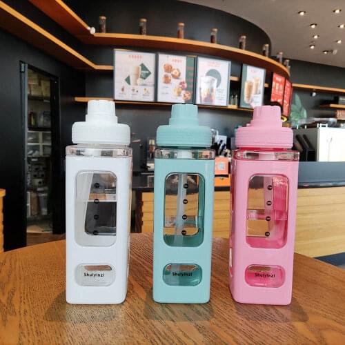 Outdoor Sports Double-Layer Water Cup Portable High Temperature Resistant Square Plastic Cup 700ML Large Capacity