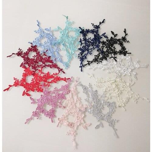 Vintage Colors Polyester Embroidery Lace Appliqued Fabric Jacquard Ribbon Lace Fabric Sewing Trims 21cm*11cm