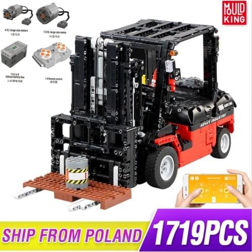 Mould King MOC High-Tech series Motor Power Mobile Crane Forklift Mk II Car Model Building Kits Blocks Bricks Kids Toys Gifts