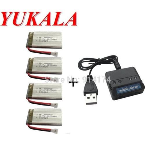 X5SW X5SC M18 H5P RC quadcopter 3.7v 1200mah upgrade Li-polymer battery*4pcs+charger case*1