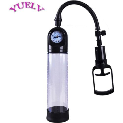 YUELV Beginner Male Penis Enlarger Vacuum Pump With Master Pressure Gauge Cock Enlargement Erection Adult Sex Toys For Men Gay