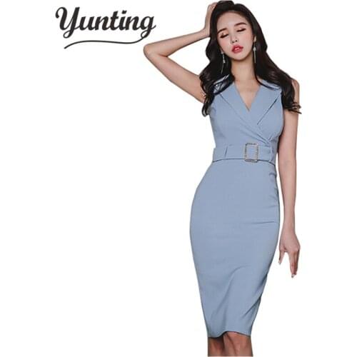 Elegant Sexy Pencil Dress Women 2020 Summer Slim Business Sheath Bodycon Dresses OL Office Wear Vestidos