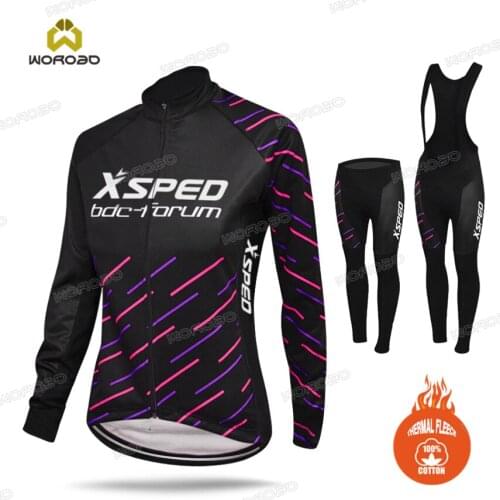 Winter Cycling Clothing Women Fleece Jersey Set Warm Long Sleeve Bike Clothes Thermal Jacket Suit Free Shipping Bicycle Clothes