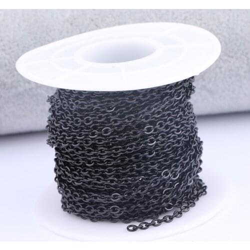 10meteres/roll 1.5x2mm stainless steel black jewelry metal chains for necklace bracelets making diy components