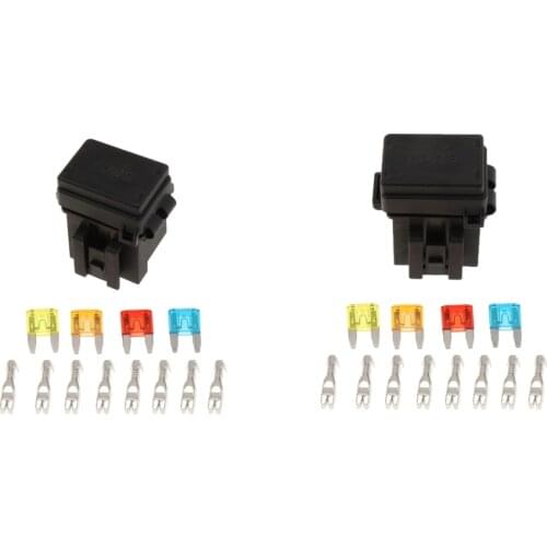 2x Automotive Marine RV Boat Fuse Relay Holder 4-Slot Relay Box 1 Relay 4 Fuses