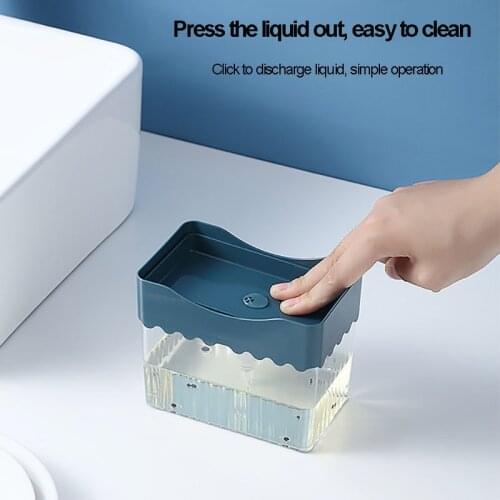 2 in 1 Kitchen Soap Dispenser Liquid Detergent Dispenser Press-Type Soap Box Pump With Sponge Kitchen Tool Accessories Supplies