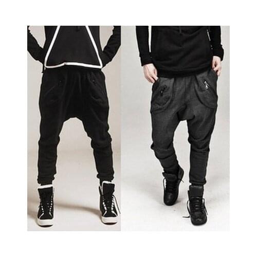 2018 spring and autumn fashion small-legged Harlan trousers mens low-waisted straddle trousers leisure guard trousers