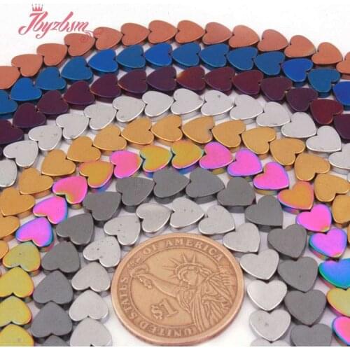 8mm Natural Heart Black/Green/Rainbow/Blue Hematite Stone Spacer L Beads15" For DIY Necklace Jewelry Making,Free Shipping