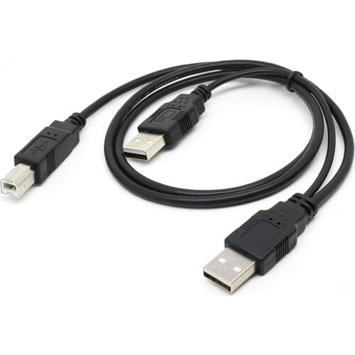 80cm Dual USB 2.0 Male to USB Standard B Male Y Cable for Printer & Scanner & External Hard Disk Drive