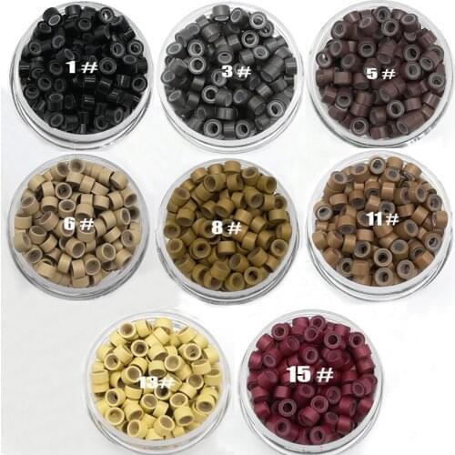 200pcs/lot 5.0*3.0mm Aluminium Micro ring Silicone lined Links Beads tube for Feather Human Hair Extension tools