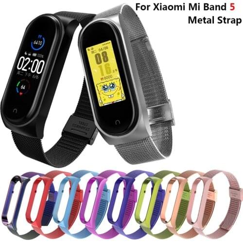 Riem Metalen For Xiaomi Mi Band5 Armband Schroefloos Armband Correa Sports StainlessSteel Wristband Strap For Xiaomi Mi Band5