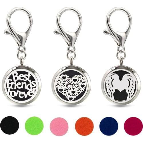 Best Friends Ever Fire Key Chain Essential Oil Perfume Diffuser 30mm Magnetic Locket with Lobster Clasp Key Ring 10pcs Pads Free