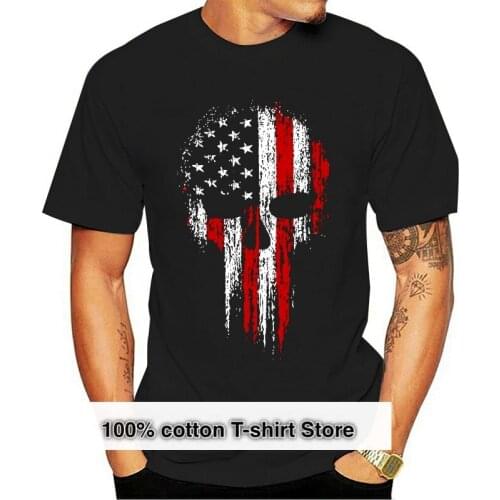 Black Usa Military American Skull Flag Patriotic Mens T Shirt 100 Cotton