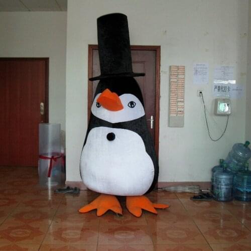Black Hat Penguin Outfit Mascot Costume Cosplay Party Fancy Dress Outfits Advertising Promotion Carnival Halloween Adults Parade