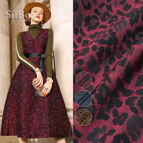 European fashion leopard style high quality yarn dyed jacquard brocade fabric for women trench coat telas por metro SP6100