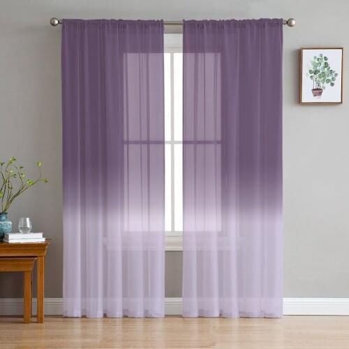 Purple Gradient Sheer Curtains for Living Room Modern Voile Curtain Bedroom Tulle Curtains Window Drapes Decor
