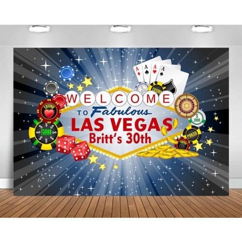 Las Vegas City Night Photography Backdrop Adult Casino Party Custom Birthday Decoration Background For Pictures Photo Backdrops