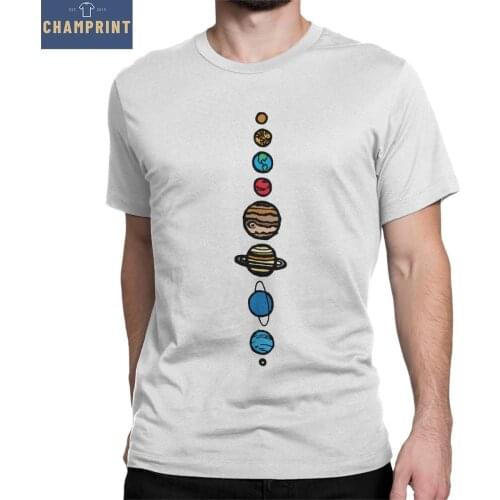 Men Nine Planets Colour Universe Solar System T Shirts Cotton Clothes Short Sleeve Round Collar Tee Shirt 4XL 5XL 6XL T-Shirt