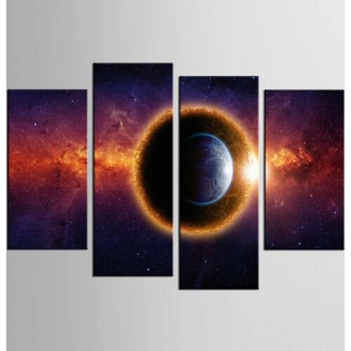 4 Pieces Picture Painting Wall Art Room Decor Print Poster planet Wall Pictures for Living Room Canvas Painting Unframed