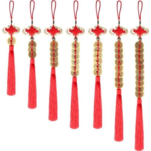 Chinese knot tassels decorative Bronze coin silk tassel fringe garniture diy tassel trim for curtain fringe bag Pendant Decor