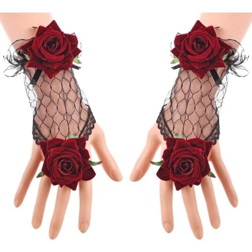 Steampunk Lolita Cuffs Rose Hollow Organ Fake Cuff Decorative Vintage Lace Sleeves Cuff Wrist Gothic Cosplay Accessories