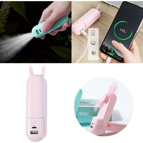 1PC Multifunction Electrical Fan USB Rechargeable Lovely Foldable Handheld Mini Pocket Fan with LED Light Mobile Phone Fans
