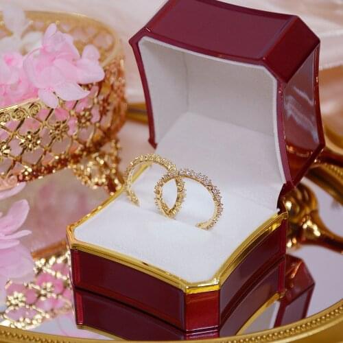 14k Real Gold Plated Fashion Jewelery Crystal Round Exquisite Simple Earrings for Woman Holiday Party Elegant Earring