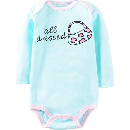 Spring Autumn Lovely 3Pcs Newborn Baby Girls Clothes Long Sleeves Rompers Printed Pattern Infant Bodysuit Jumpsuit Baby Clothing