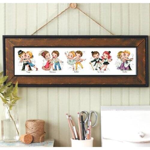 14/16/18/22/25/28CT Lovely Counted Cross Stitch Kit Shall We Dance Tango Cha-cha Dancing SO