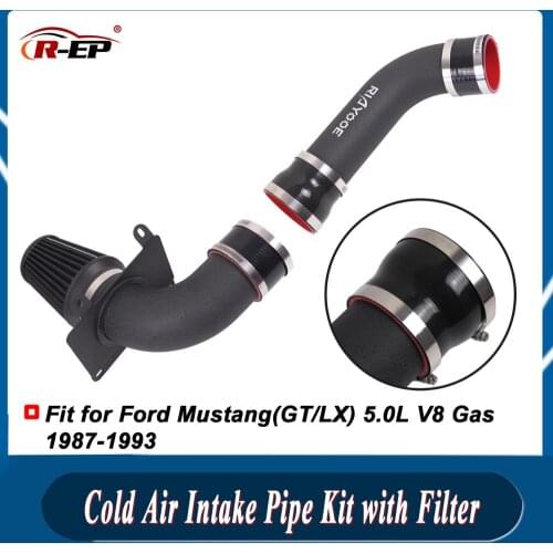 Cold Air Intake Pipe Kit with High Flow Air Filter Fit for Ford Mustang(GT/LX) 5.0L V8 Gas 1987-1993 Turbo Car Modification