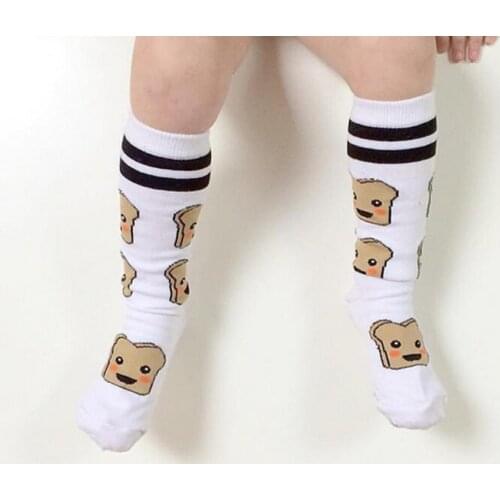 Newborn Baby Socks for toddler boys/girls milk/bread pattern long socks kids anti-slip Socks for Infant baby