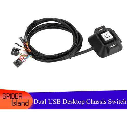 PC Desktop Computer Power ON / OFF Reset Switch Button Starter USB Audio Microphone Port Cable 120cm + Rear Bracket