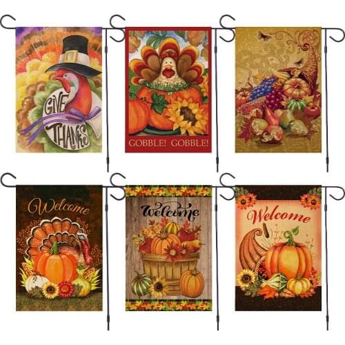 Thanksgiving Garden Flag Flax Courtyard Flag Amazon Cross-border Exclusive Flag Pumpkin Halloween Decorations for Home Outdoor