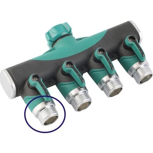 Garden Hose Connector 3/4 Irrigation Water Pipe Splitter Plastic Drip Irrigation Water Four-Way Faucet Splitter Independent